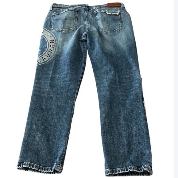 Lauren Ralph Lauren Black Label Relaxed Tapered Patchwork Logo Jean - 8 - Picture 6 of 13